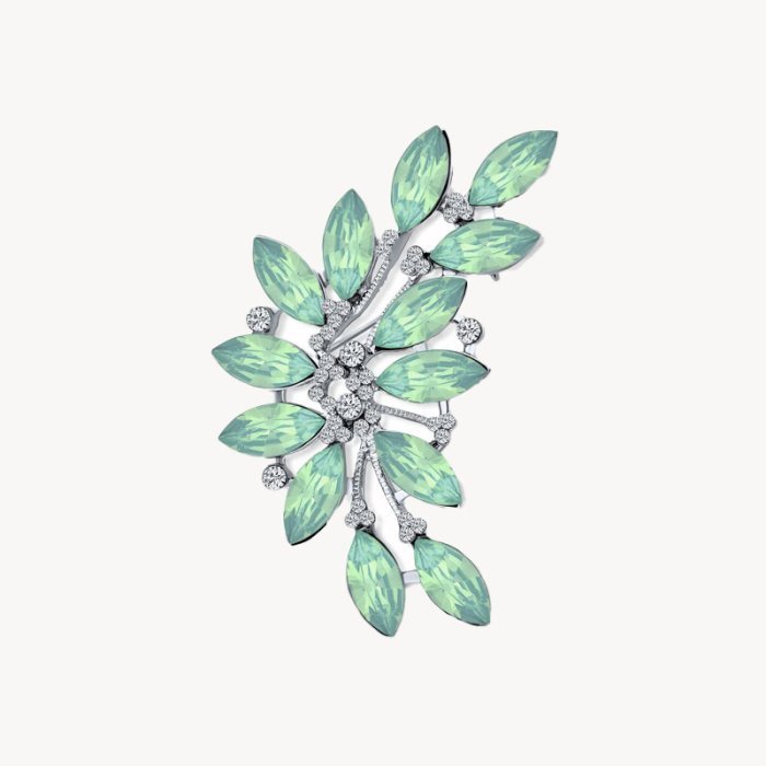 Crystal Leaf Brooch