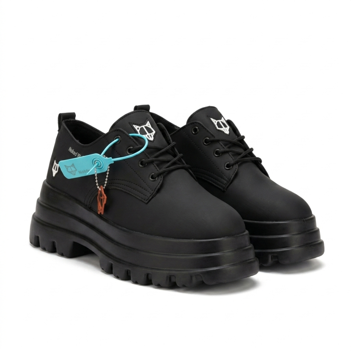 Naked Wolfe Black Leather Chunky Platform Derbies