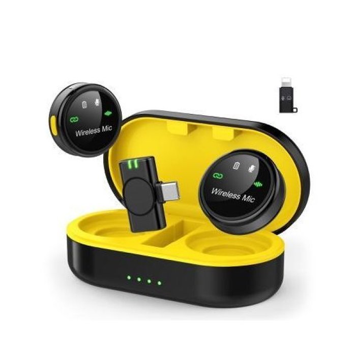 Dual Wireless Lavalier Microphone with Charging Case