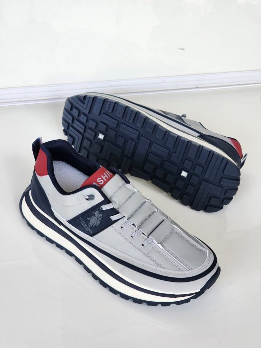 Men's Grey and Navy Sport Sneakers