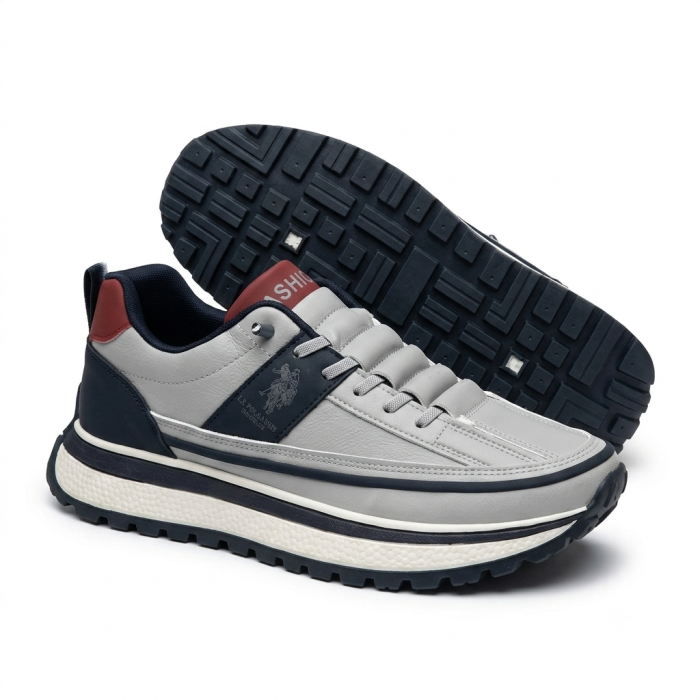 Men's Grey and Navy Sport Sneakers