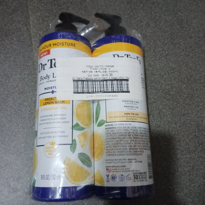 Dr Teals Lotion Preboitic lemon Lotion