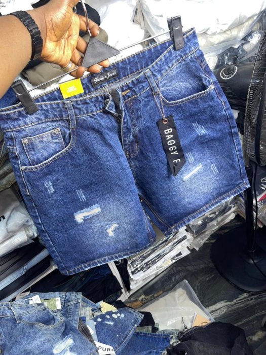 Fashion Jeans Baggy Fit Distressed Denim Shorts