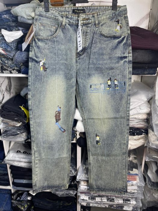 Fashion Baggy Fit Embroidered Jeans