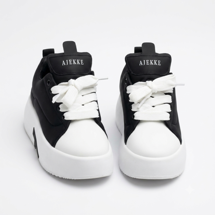 AJEKKE Black & White Chunky Platform Sneakers