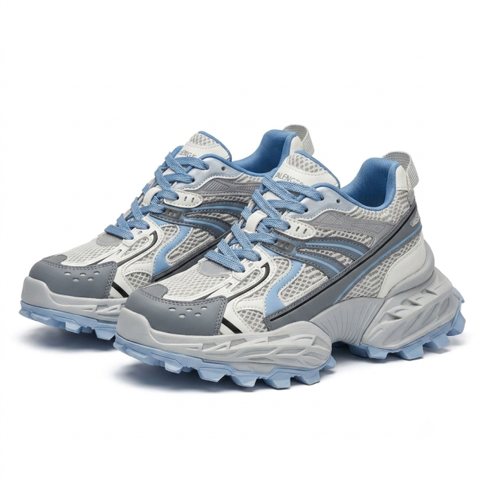 Chunky Blue & Grey Mesh Runner Pair
