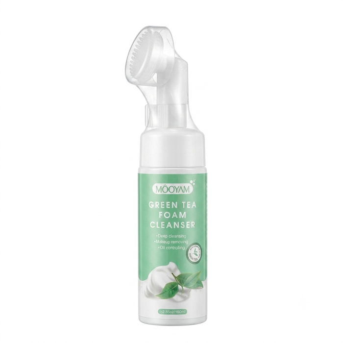 MÔOYAM Green Tea Foam Cleanser with Integrated Brush (160ml)
