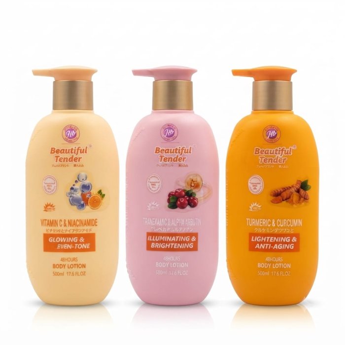 Beautiful Tender Body Lotion Set (Vitamin C, Tranexamic & Alpha Arbutin, Turmeric & Curcumin)