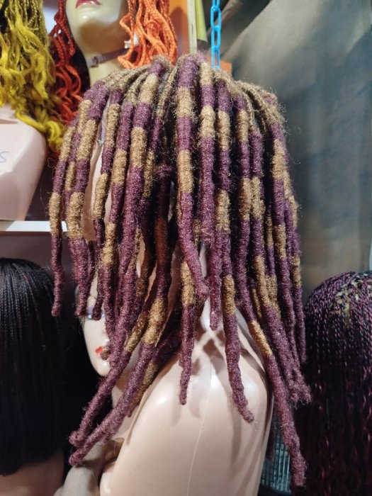 Synthetic Two-Tone Dreadlock Wig - Burgundy & Brown