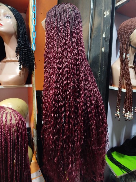 Ombre Braided Wig with Deep Curly Ends