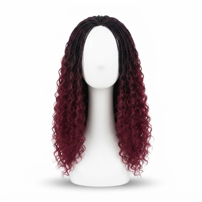 Ombre Braided Wig with Deep Curly Ends