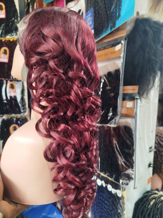 Deep Burgundy Latisha Deep Wave Lace Front Wig - Long Length
