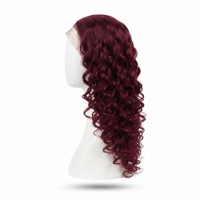 Deep Burgundy Latisha Deep Wave Lace Front Wig - Long Length