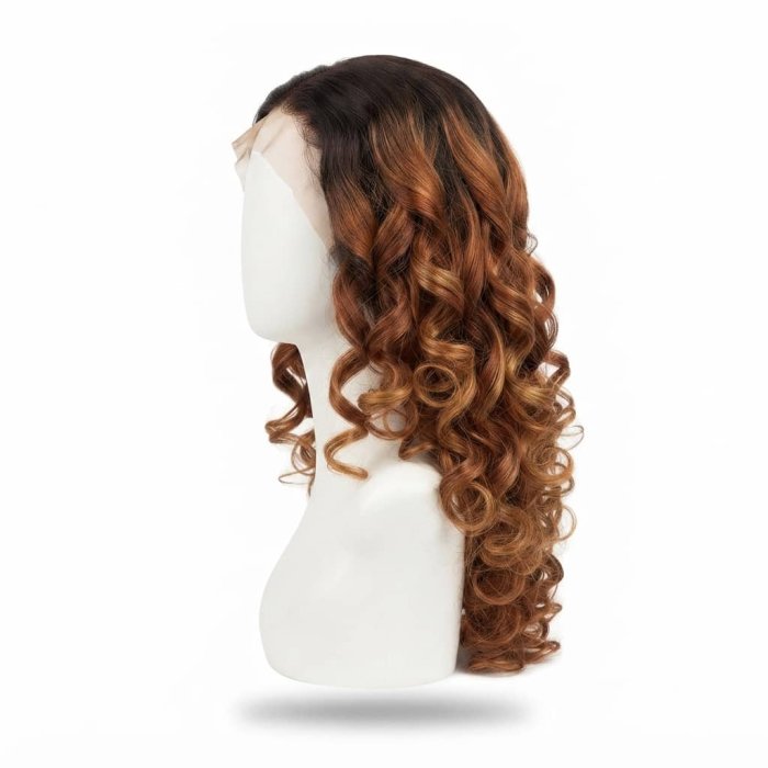 Latisha Brown to Honey Blonde Curly Lace Front Wig - Long Length