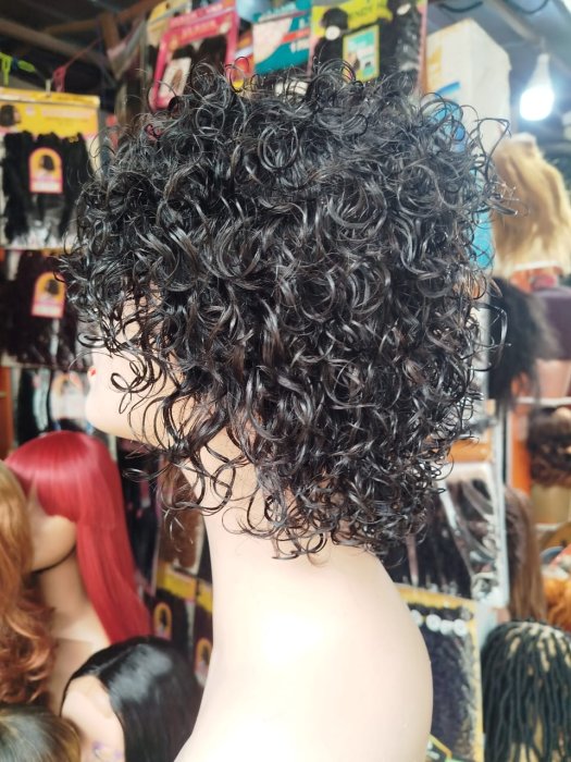 Short Kinky Curly Black Wig