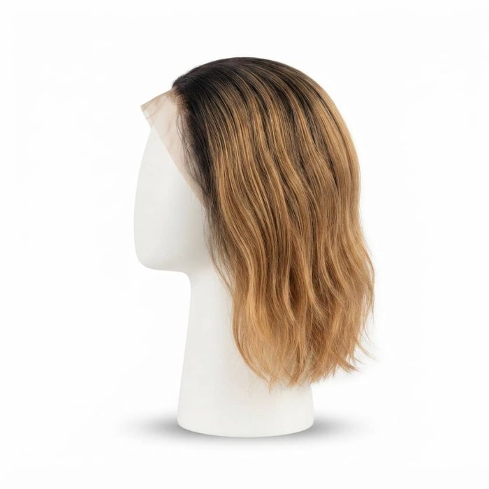 Ombre Dark Roots to Honey Blonde Wavy Bob Wig