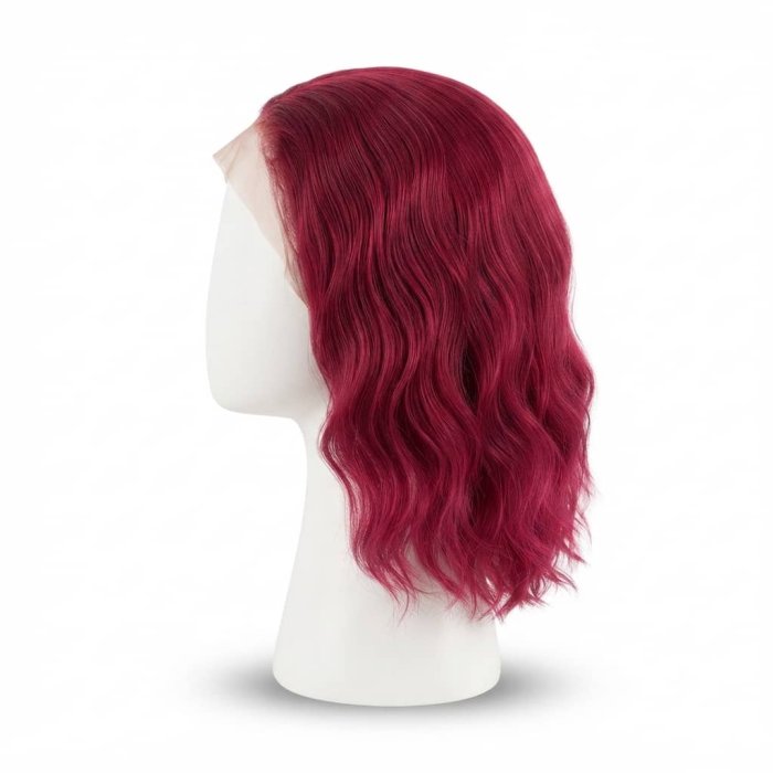 Deep Burgundy Body Wave Lace Front Wig - Medium Length