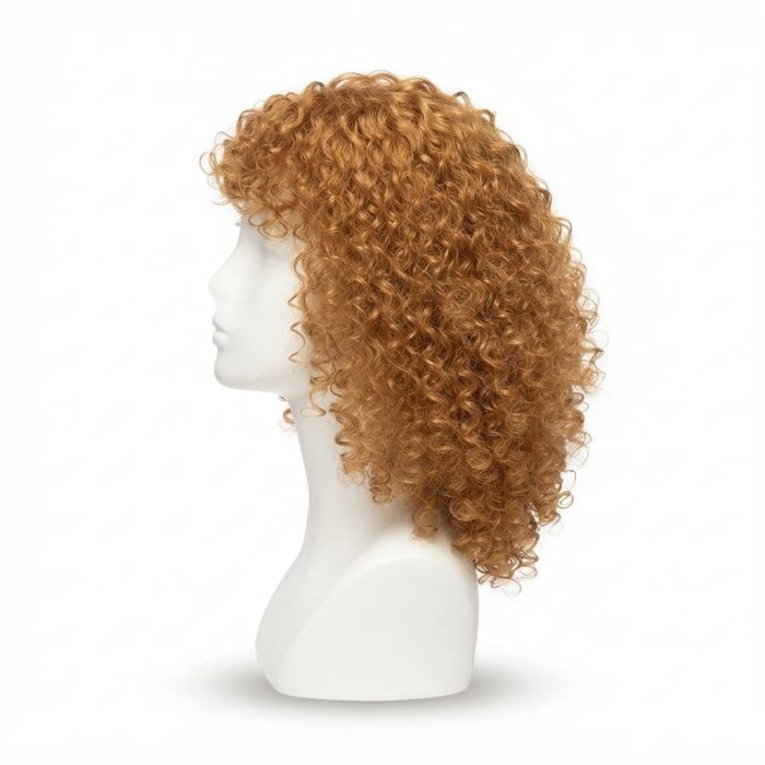 Honey Blonde Curly Bob Wig with Bangs