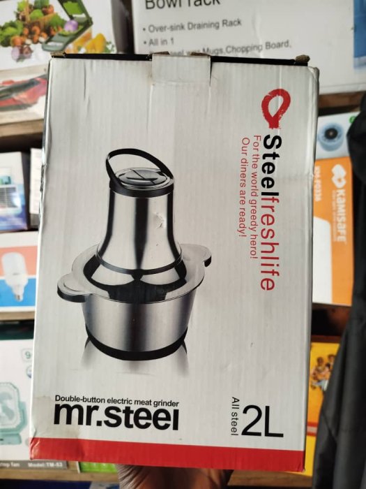 Mr. Steel Double-Button Electric Meat Grinder - 2L All Steel