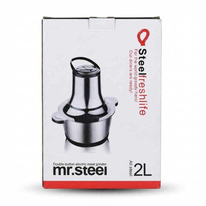 Mr. Steel Double-Button Electric Meat Grinder - 2L All Steel