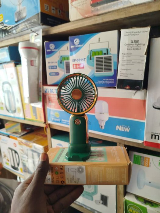 Premium Portable USB Desk Fan - Dark Green and Gold