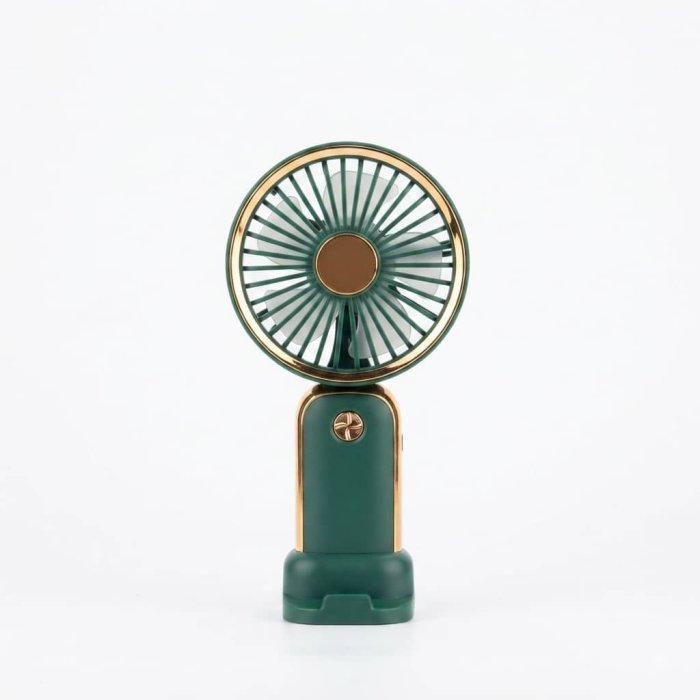 Premium Portable USB Desk Fan - Dark Green and Gold