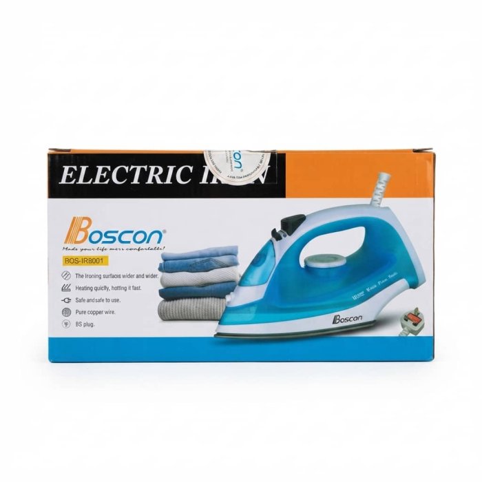 Boscon Electric Iron - Model BOS-IRB001 (Blue/White)