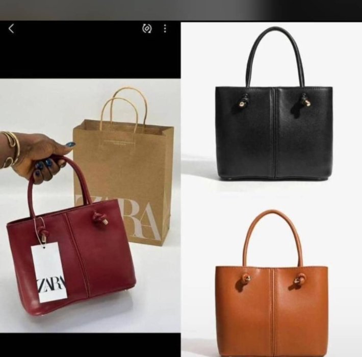 ZARA Pebbled Tote Bag - Dark Red
