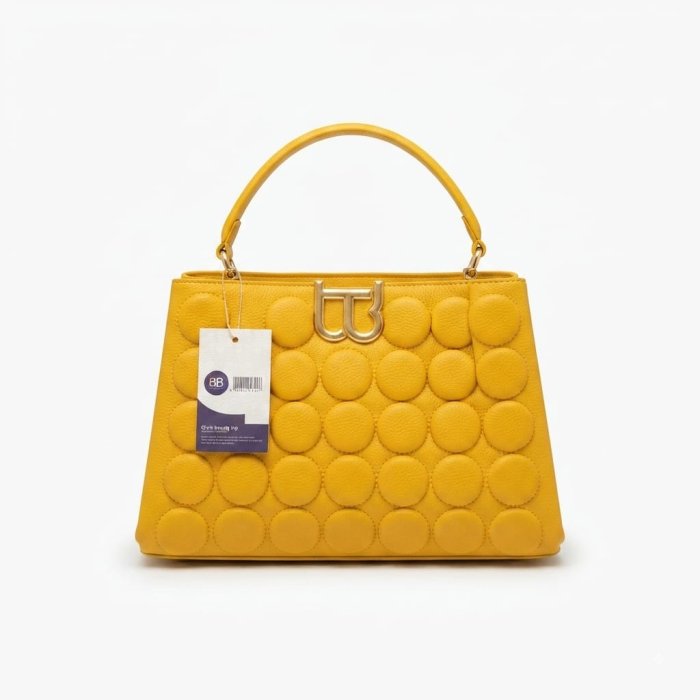 BB Quilted Top Handle Bag - Yellow