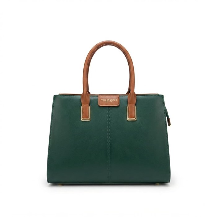 FASHION & BAGS Dark Green Structured Tote