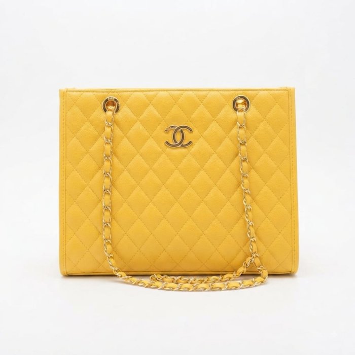 Chanel Quilted Caviar Grand Shopping Tote (GST) - Yellow