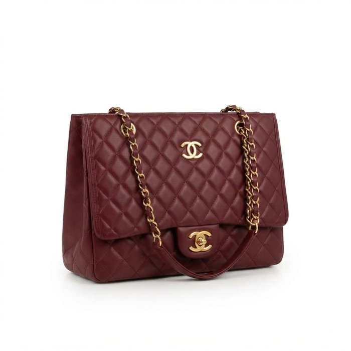 Chanel Quilted Caviar Leather Flap Tote - Burgundy