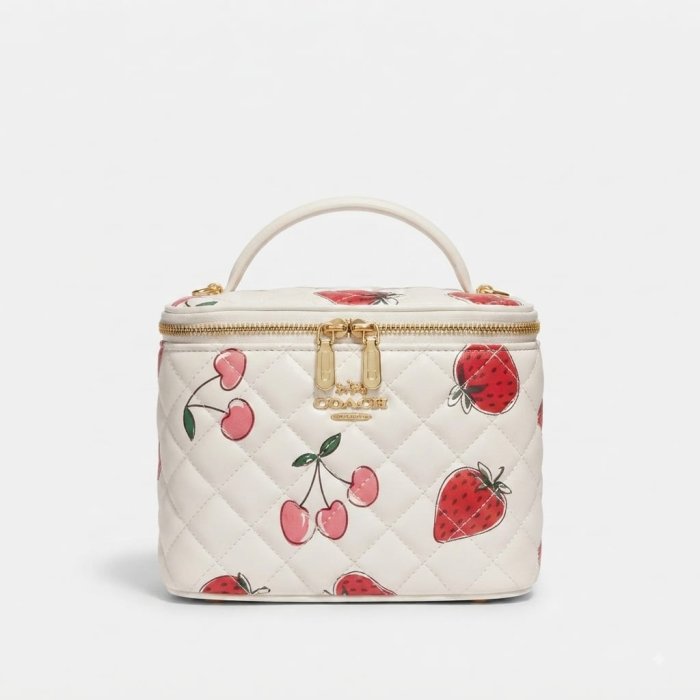 Coach Quilted Vanity Case with Strawberry and Cherry Print