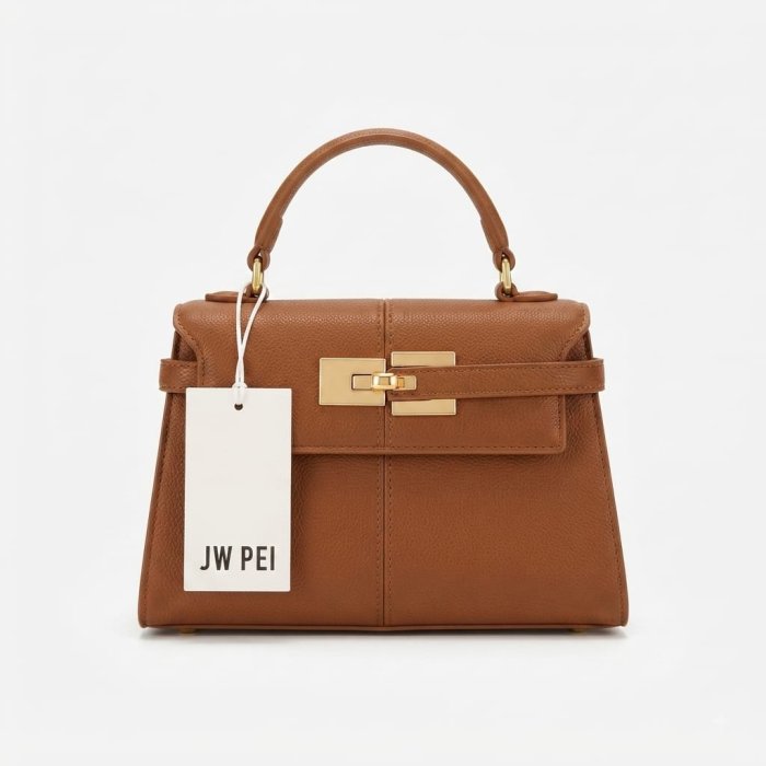 JW PEI Structured Brown Top Handle Bag