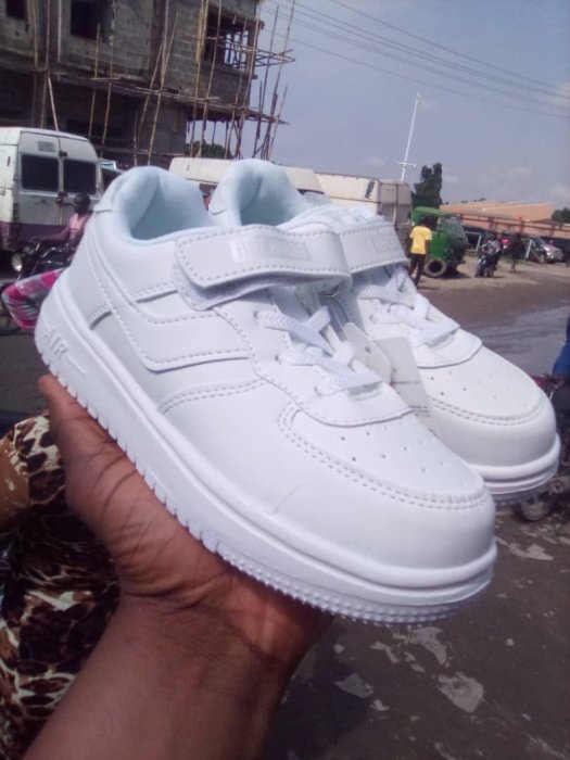White Low-Top Kids' Velcro Sneakers