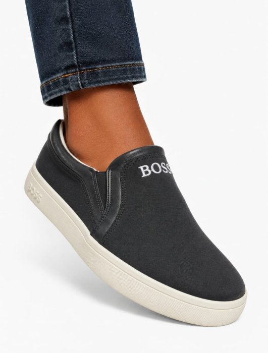 BOSS Canvas Slip-On Sneakers (Dark Grey)