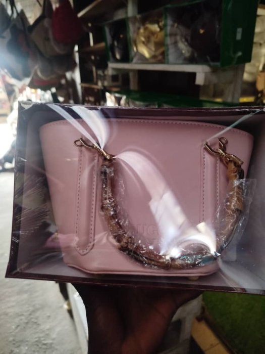 Pink Mini Tote Bag with Bamboo Handles
