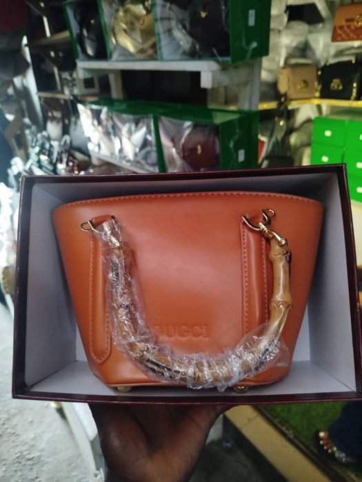 Gucci Bamboo Handle Leather Tote - Orange
