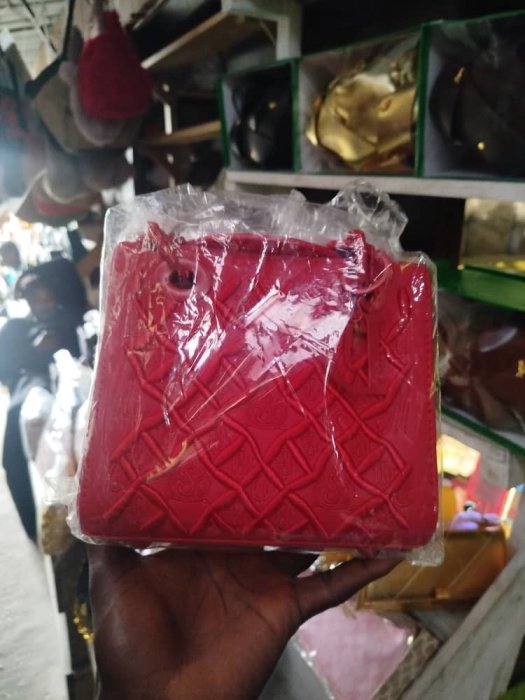 Red Quilted Lattice Top-Handle Handbag