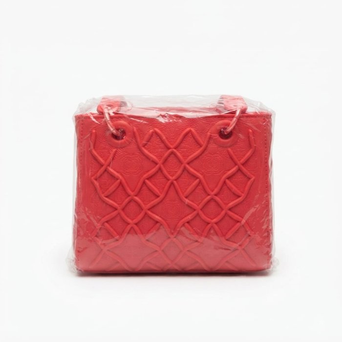 Red Quilted Lattice Top-Handle Handbag