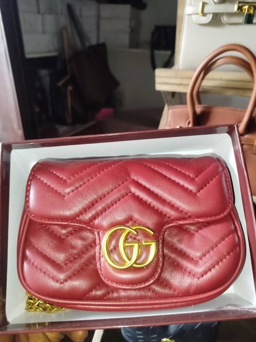 GUCCI Black Chevron Quilted Leather GG Marmont Belt Bag