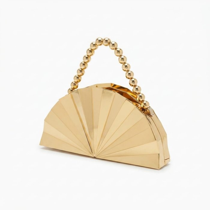 Art Deco Gold Fan-Shaped Minaudière Clutch