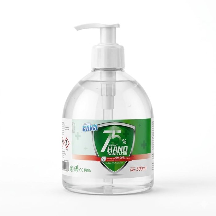 CLEACE 75% Alcohol Instant Hand Sanitizer Gel Pump Bottle (500ml)