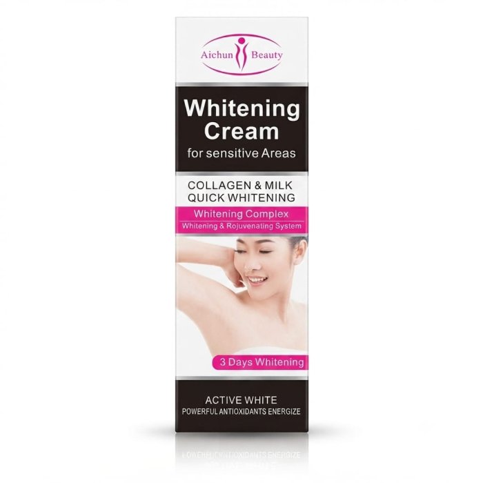 Aichun Beauty Whitening Cream for Sensitive Areas - Collagen & Milk Quick Whitening