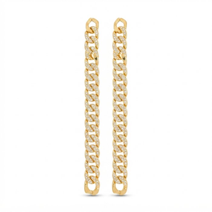 Stainless Steel Gold Paved Cuban Link Chain