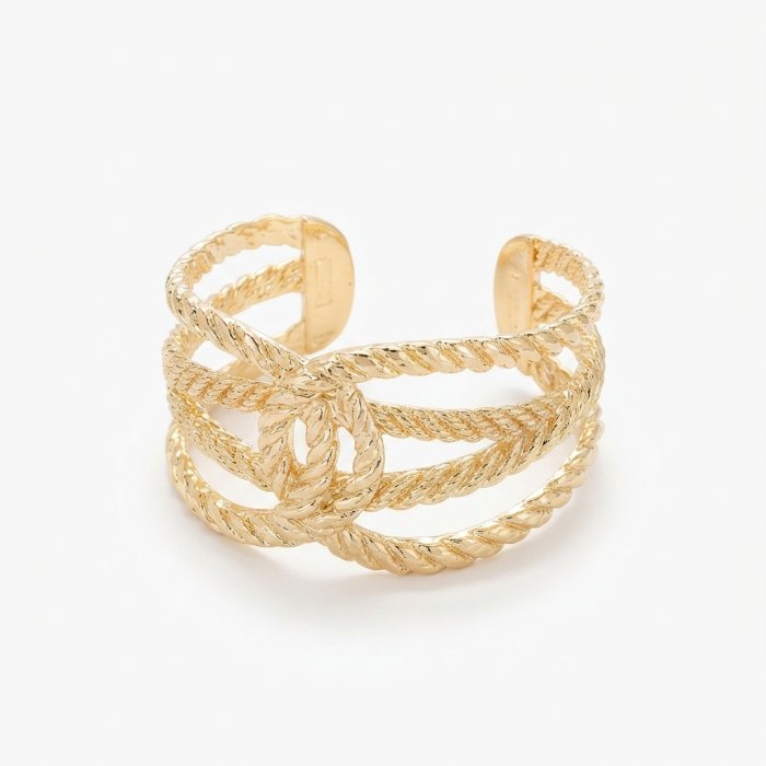 Dahlia Jewelry Gold-Tone Braided Cuff Bracelet