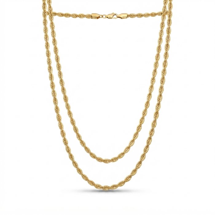 Stainless Steel Gold-Tone Rope Chain Necklace