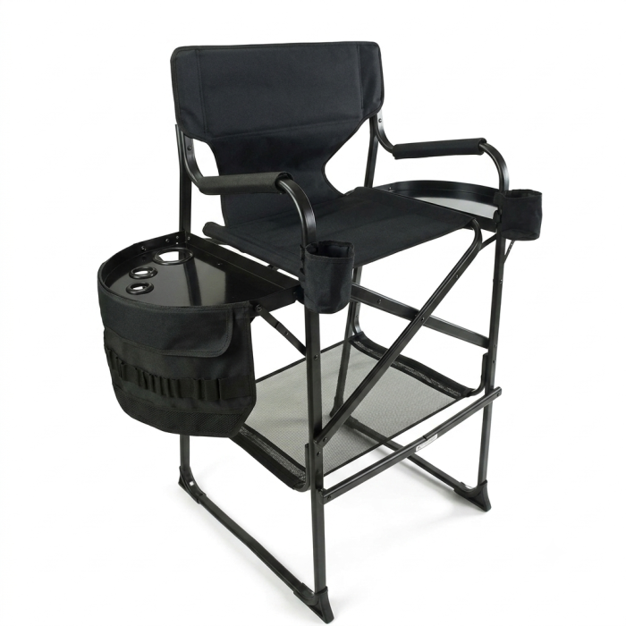 Folding Makeup Director’s Chair with Side Tables