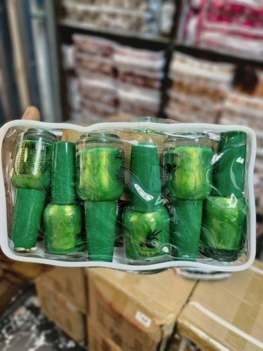 Metallic Shimmer Green Nail Polish Set - 6 Bottles