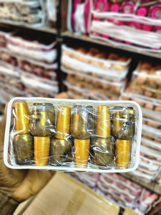 Metallic Gold Nail Polish Set in Clear Pouch - 6 Bottles (25ml Each)